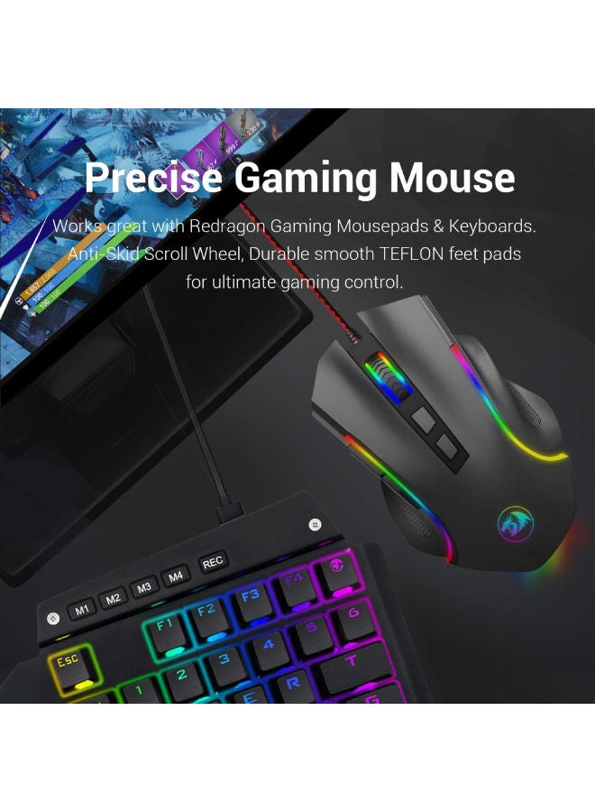 ريدراجون - ماوس الألعاب Redragon M602 NEMEANLION USB بدقة 3000 نقطة في البوصة للكمبيوتر الشخصي، 7 أزرار، إضاءة خلفية LED بـ 7 ألوان - Image 1