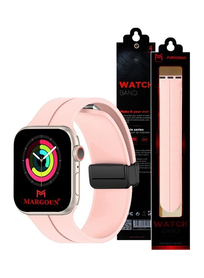 MARGOUN Apple Watch Wrist Band 38mm 40mm 41mm Magnetic D Buckle Silicone Sport Strap Replacement Pink - Image 1