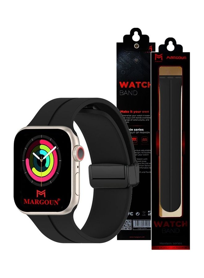 MARGOUN Apple Watch Band 38mm 40mm 41mm Magnetic Band D-buckle Silicone Sport Strap Replacement Wrist Band Black  - Image 1