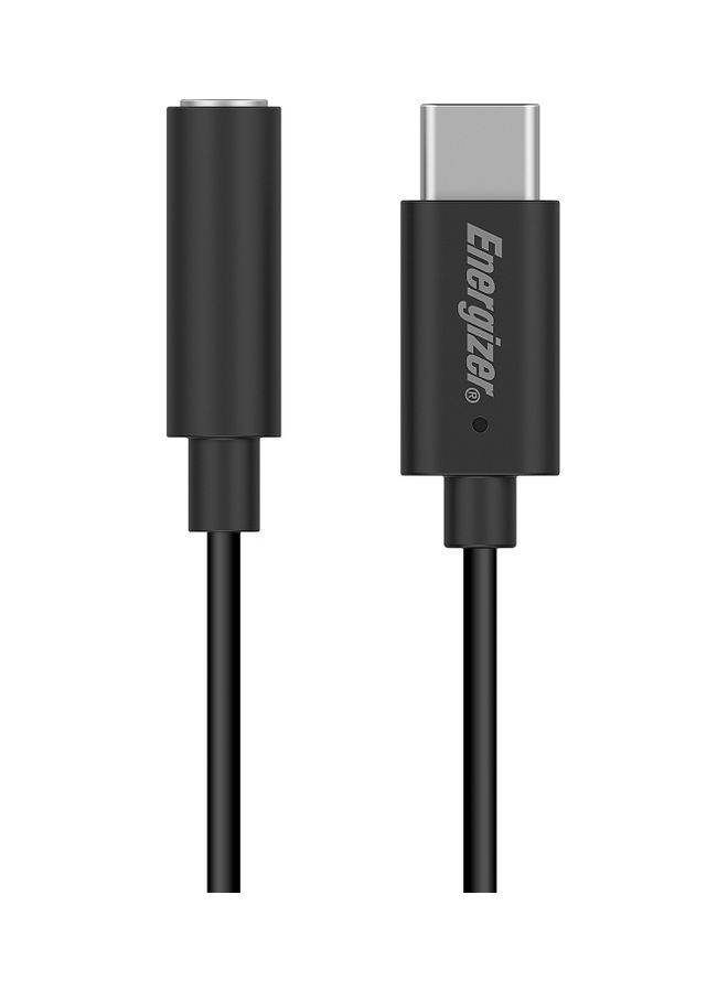 Energizer Ultimate AUX (3.5mm Jack) to USB-C Audio adapter - 11cm Black - Image 1