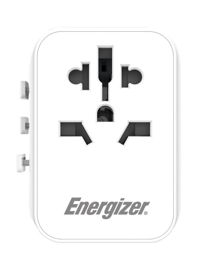 Energizer - International Travel Adapter, Charge 4 Devices, 3x USB-A And 1x USB-C Ports, US-UK-EU-AU Plugs, Mfi Certified Type-C Output White - Image 1