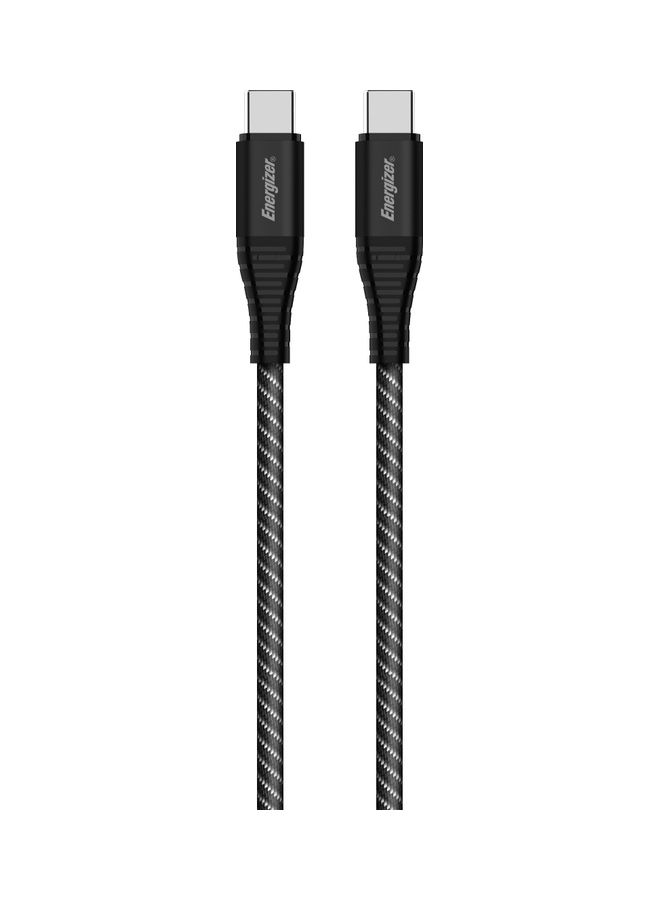 Energizer Ultimate Metal Braided USB C To USB C Cable Right Angle 2M 100W 5A PD Fast Charge USB C Power Data Lead Compatible With iPhone 15 Series, MacBook Pro/Air, iPad Pro, Samsung S23, Huawei Lenovo ThinkPad Dell Black - Image 2