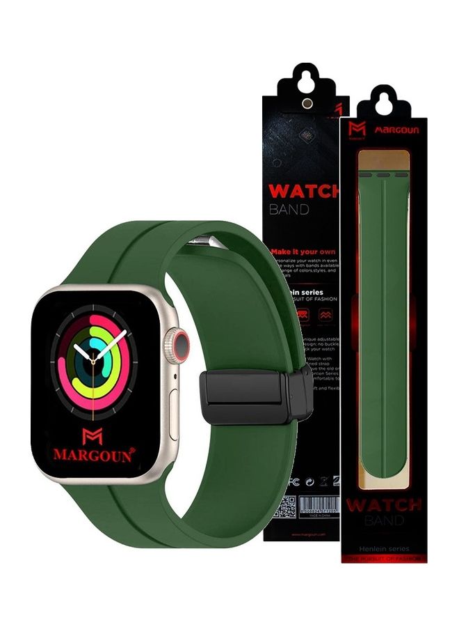 MARGOUN Watch Band 38Mm 40Mm 41Mm Magnetic D Buckle Silicone Sport Strap Replacement Green - Image 1