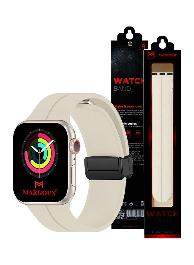 MARGOUN Apple Watch Wrist Band 38mm 40mm 41mm Magnetic D Buckle Silicone Sport Strap Replacement White - Image 1