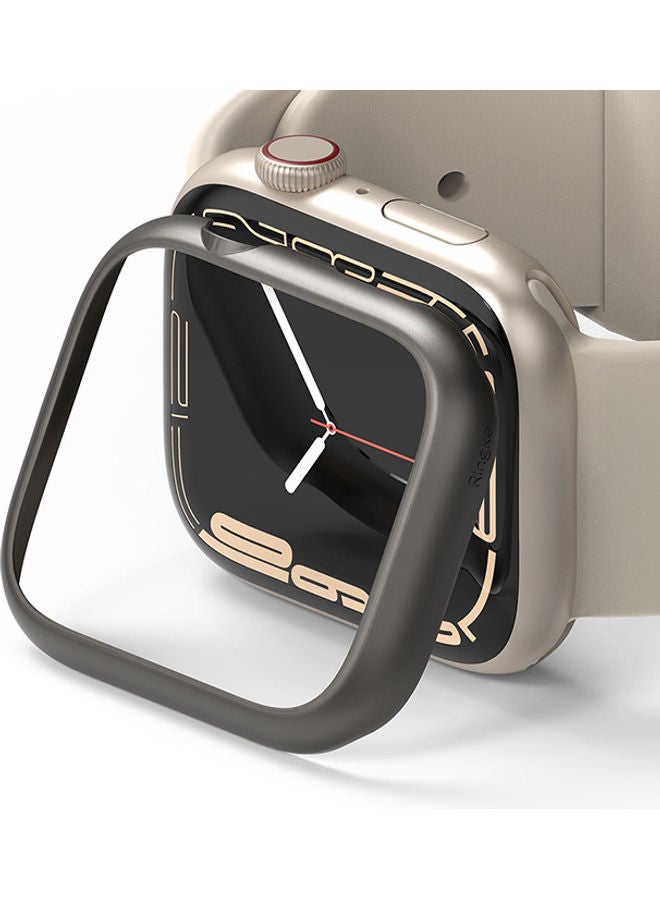 رينجك Bezel Styling Compatible With Apple Watch 7 45mm Stainless Steel Adhesive Frame Ring Cover Anti Scratch Protection Metallic Grey - Image 1
