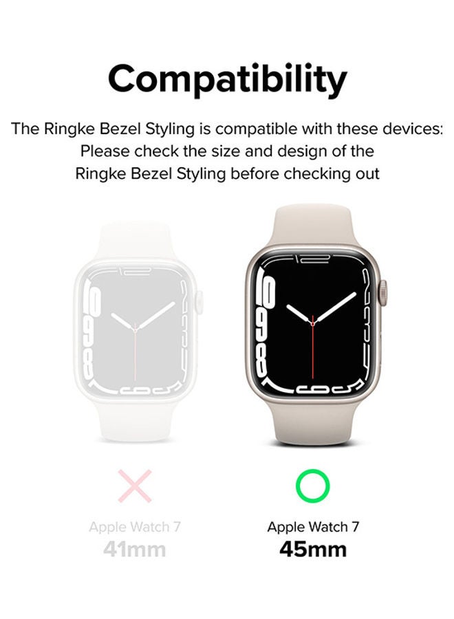 رينجك Bezel Styling Compatible With Apple Watch 7 45mm Stainless Steel Adhesive Frame Ring Cover Anti Scratch Protection Metallic Grey - Image 2