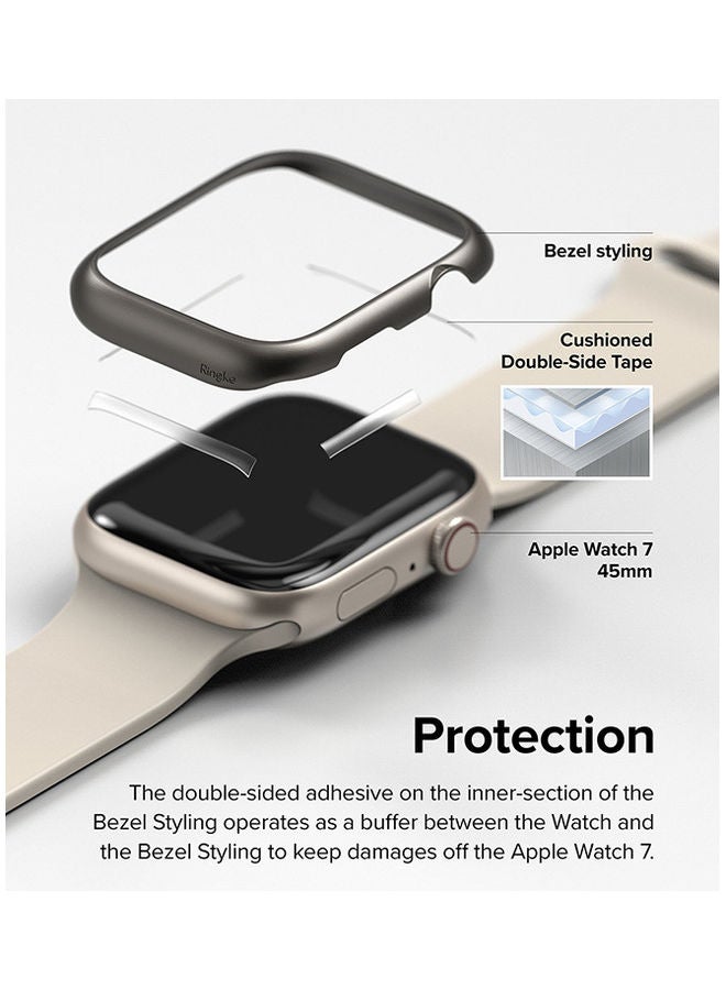 رينجك Bezel Styling Compatible With Apple Watch 7 45mm Stainless Steel Adhesive Frame Ring Cover Anti Scratch Protection Metallic Grey - Image 3
