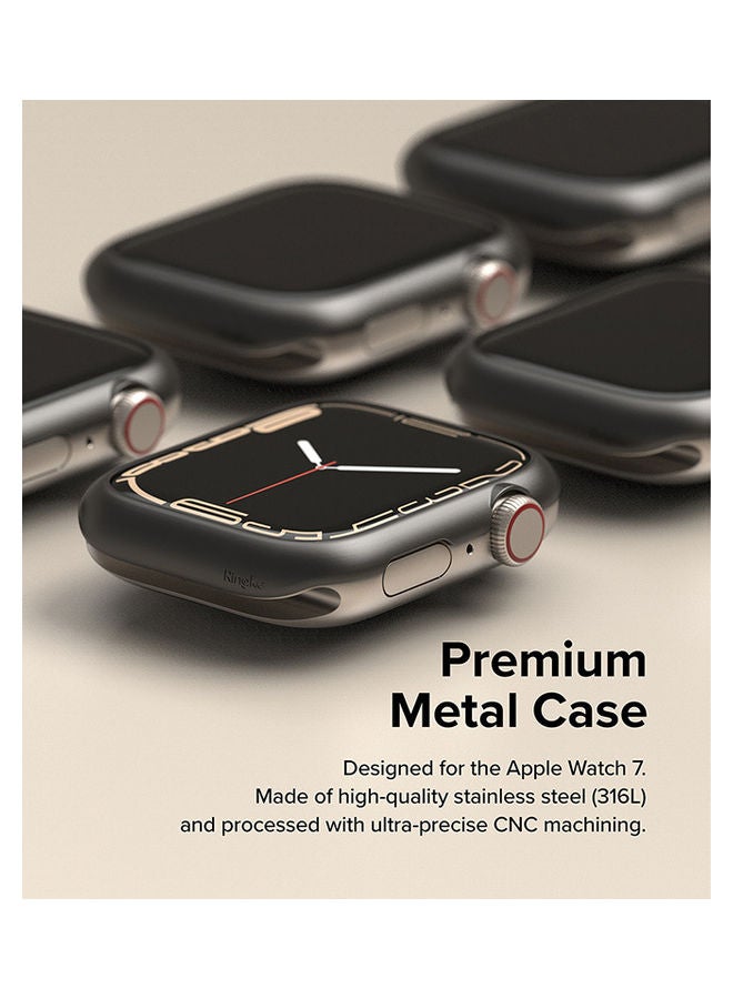 رينجك Bezel Styling Compatible With Apple Watch 7 45mm Stainless Steel Adhesive Frame Ring Cover Anti Scratch Protection Metallic Grey - Image 4