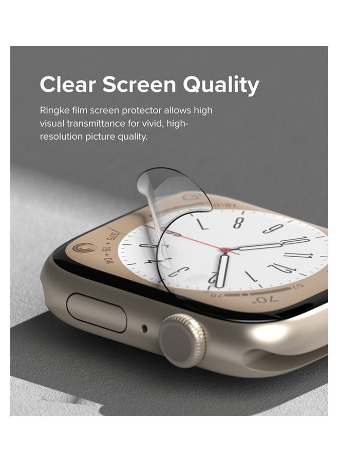 Dual Easy Film Screen Protector Compatible With Apple Watch 45mm Series 8/7 And SE/6/SE/5/4 Pack Of 3 High Resolution Anti-Fingerprint Easy Application Clear