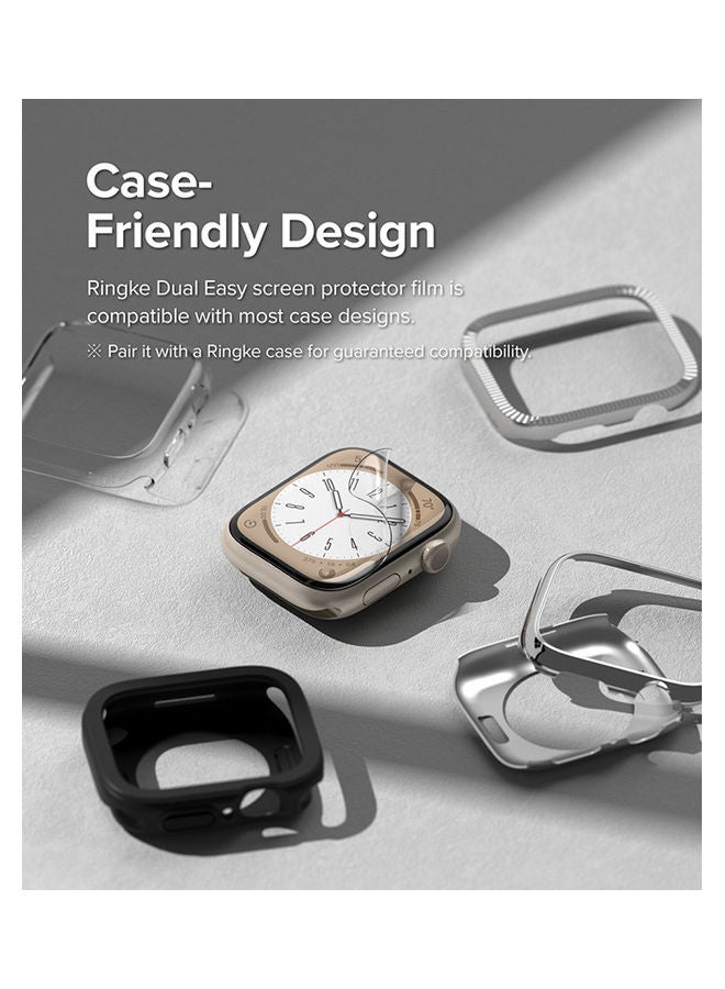 Dual Easy Film Screen Protector Compatible With Apple Watch 45mm Series 8/7 And SE/6/SE/5/4 Pack Of 3 High Resolution Anti-Fingerprint Easy Application Clear