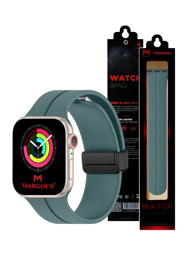 MARGOUN Apple Watch Wrist Band 42mm 44mm 45mm 49mm Magnetic D Buckle Silicone Sport Strap Replacement Blue - Image 1