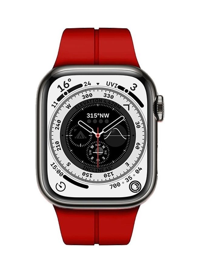 MARGOUN Apple Watch Band 42mm 44mm 45mm 49mm Magnetic Band D-buckle Silicone Sport Strap Replacement Wrist Band Red - Image 2