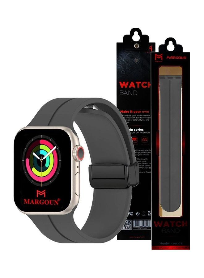 MARGOUN - Apple Watch Band 38mm 40mm 41mm Magnetic Band D-buckle Silicone Sport Strap Replacement Wrist Band Dark Dark Grey - Image 1