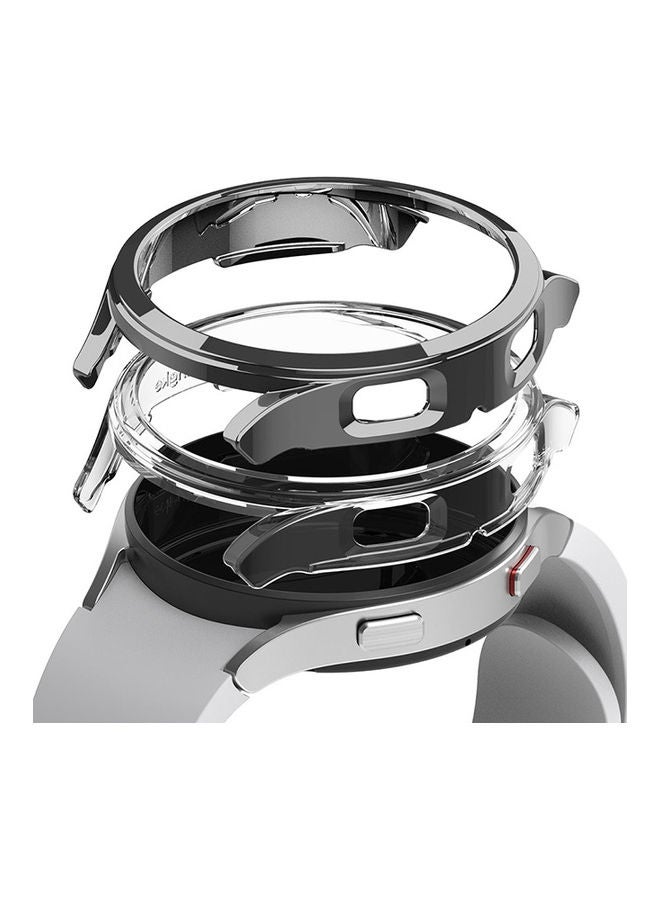 Ringke Slim Case Compatible With Galaxy Watch 4 44mm 2 Pack All Around Coverage Protective Bumpers Cover Clear/Dark Chrome - Image 1