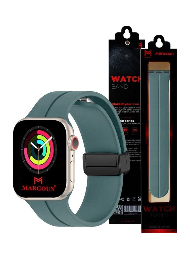 MARGOUN Apple Watch Wrist Band 38mm 40mm 41mm Magnetic D Buckle Silicone Sport Strap Replacement Blue - Image 1