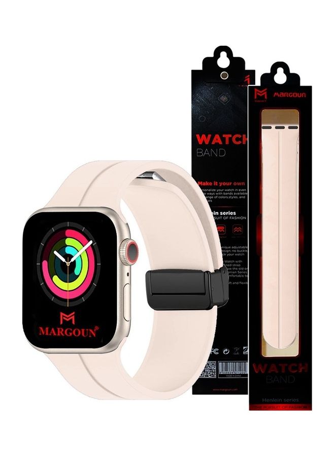 MARGOUN Watch Band 38Mm 40Mm 41Mm Magnetic D Buckle Silicone Sport Strap Replacement Sand Pink - Image 1