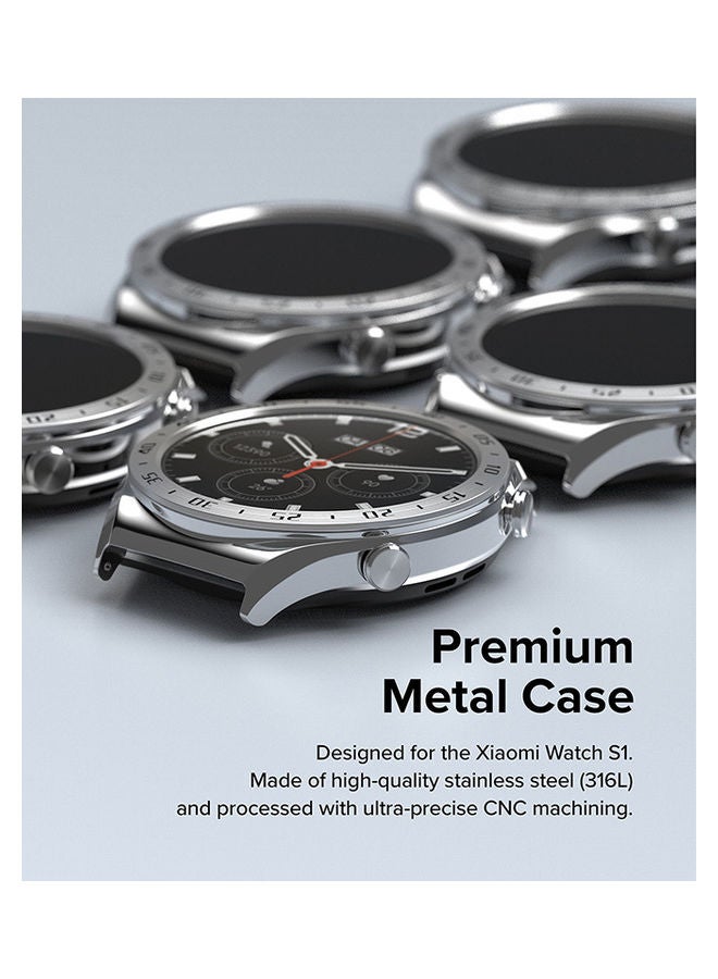 رينجك مجموعة تصميم الإطار والزجاج متوافقة مع إطار لاصق Xiaomi Watch S1 وغطاء حلقي مضاد للخدش وحماية من الفولاذ المقاوم للصدأ - Image 4
