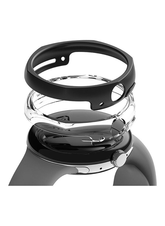 Ringke Slim Edge Series Cover Compatible With Google Pixel Watch Case Pack Of 2 Ultra-thin Impact Resistant And Durable Protective Cases Matte Black/Clear - Image 1