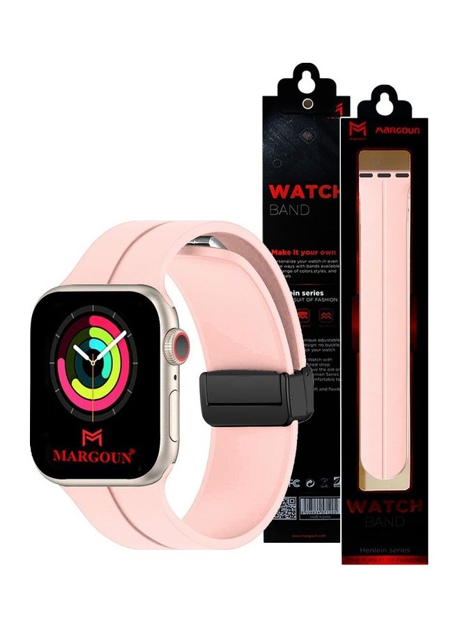 MARGOUN Apple Watch Wrist Band 42mm 44mm 45mm 49mm Magnetic D Buckle Silicone Sport Strap Replacement White - Image 1