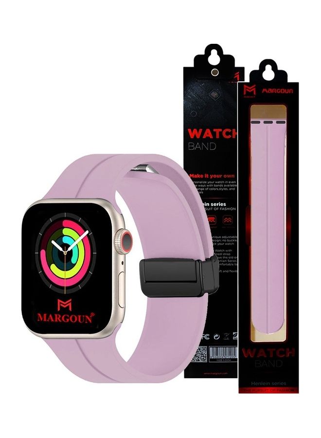 MARGOUN Apple Watch Band 38mm 40mm 41mm Magnetic Band D-Buckle Silicone Sport Strap Replacement Wrist Band Purple - Image 1