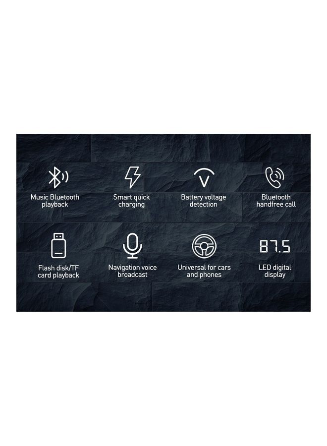 Baseus - Bluetooth 5.0 Adapter For Car Wireless FM Radio Transmitter Handsfree Calling And Audio Receiver MP3 Music Player QC3.0 Type-C PD USB Charger Support USB Drive Black - Image 1