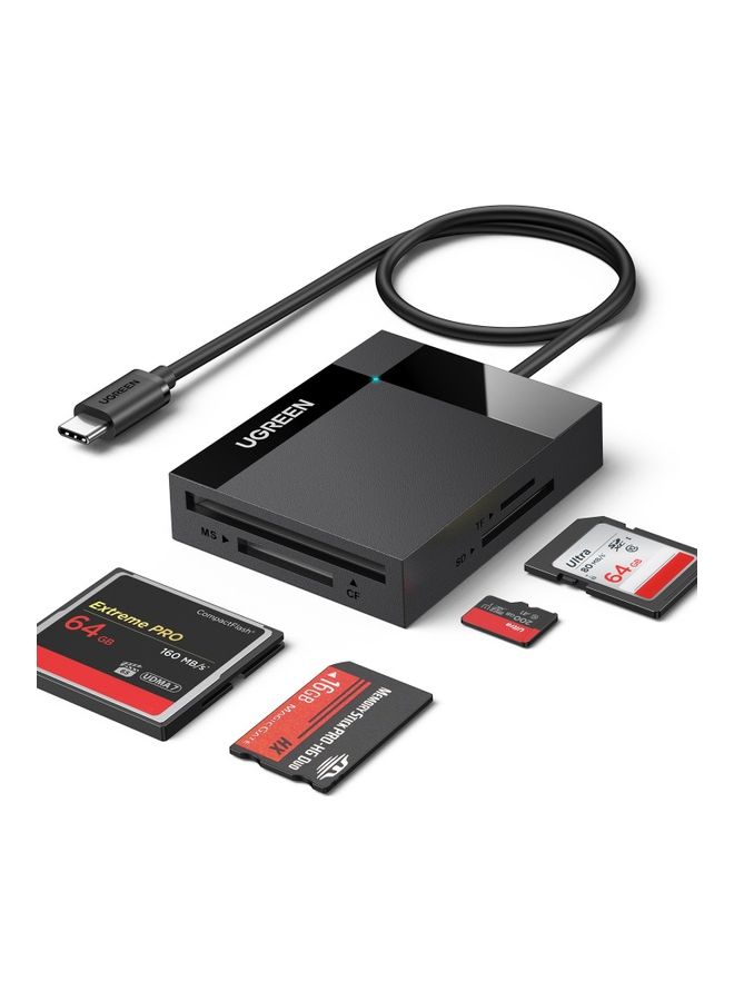 Ugreen - USB C SD Card Reader 4 in1 Memory Card Adapter External SD Micro SD MS CF Compact Flash Camera Card Reader For Macbook Computer PC Laptop iPhone  16 15 Pro Max Galaxy S24 23 Ultra SLR Sports Camera Black - Image 1