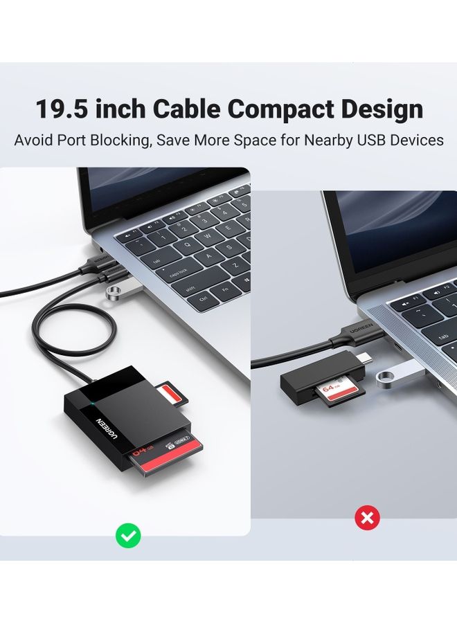 Ugreen - USB C SD Card Reader 4 in1 Memory Card Adapter External SD Micro SD MS CF Compact Flash Camera Card Reader For Macbook Computer PC Laptop iPhone  16 15 Pro Max Galaxy S24 23 Ultra SLR Sports Camera Black - Image 1