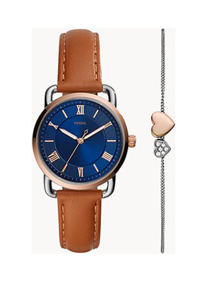 FOSSIL Women's Analog Round Shape Leather Wrist Watch ES4913SET 34 mm  - Image 1