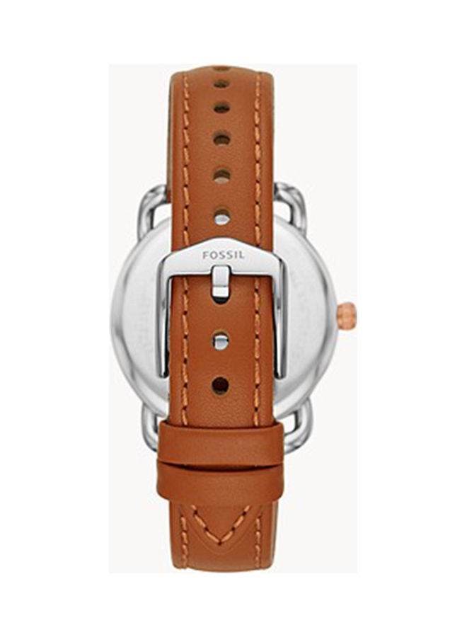 FOSSIL Women's Analog Round Shape Leather Wrist Watch ES4913SET 34 mm  - Image 2