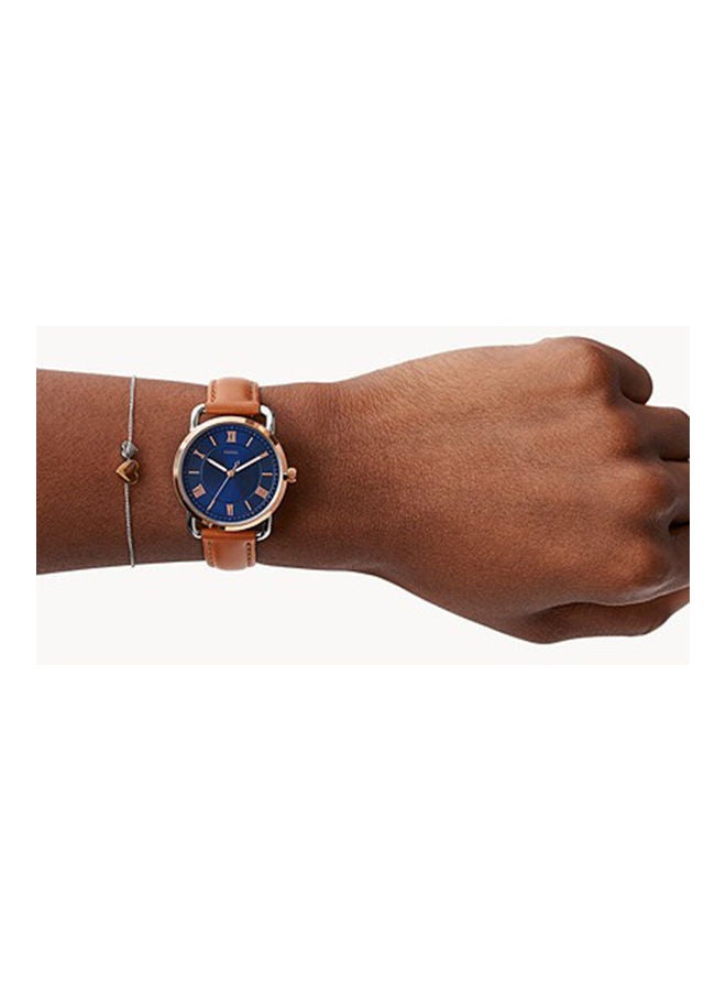FOSSIL Women's Analog Round Shape Leather Wrist Watch ES4913SET 34 mm  - Image 4