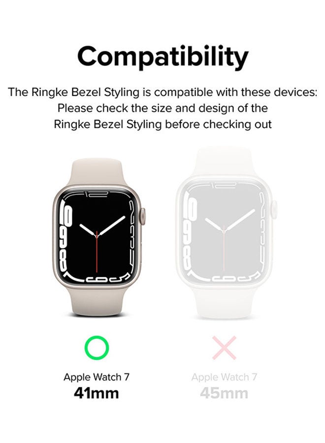 Ringke Bezel Styling Compatible With Apple Watch 7 41mm Stainless Steel Adhesive Frame Ring Cover Anti Scratch Protection Rose Gold  - Image 2