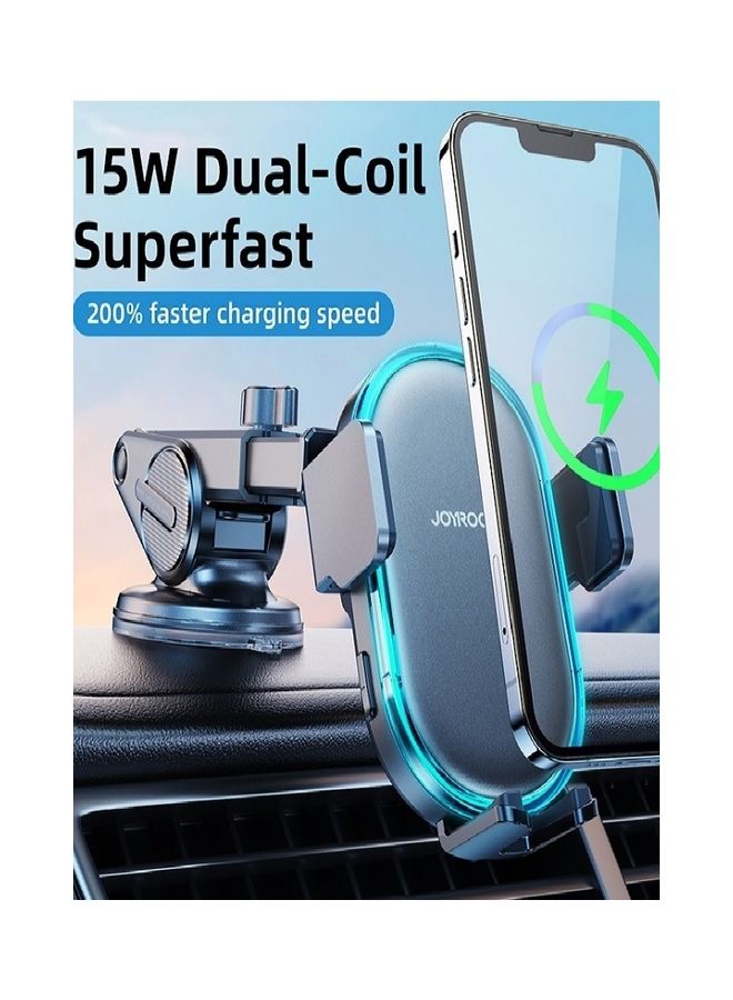 جوي روم 15 واط مزدوج لفائف شاحن لاسلكي حامل هاتف لوحة القيادة السيارة - Image 2