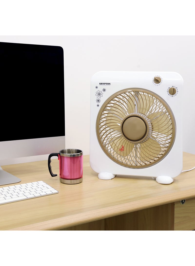 Powerful Personal 10 Inch Desk Box Fan With Copper Motor KNF6025N White/Light Brown - v1681206663/N22638904A_2