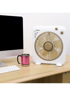 KRYPTON Powerful Personal 10 Inch Desk Box Fan With Copper Motor KNF6025N White/Light Brown  - Image 2