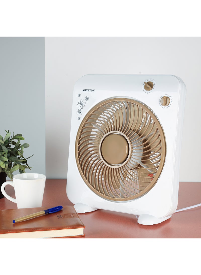 Powerful Personal 10 Inch Desk Box Fan With Copper Motor KNF6025N White/Light Brown - v1681206663/N22638904A_3