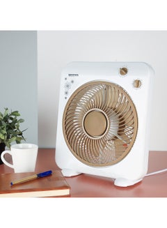 KRYPTON Powerful Personal 10 Inch Desk Box Fan With Copper Motor KNF6025N White/Light Brown  - Image 3