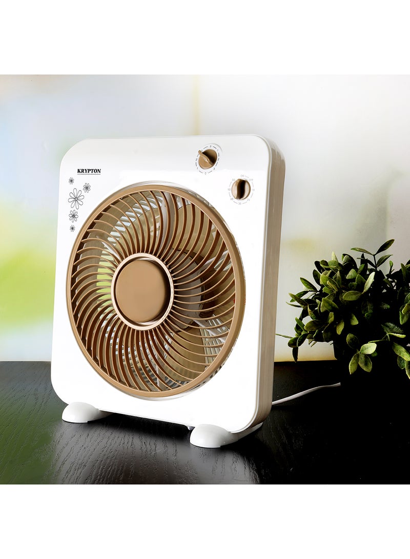 Powerful Personal 10 Inch Desk Box Fan With Copper Motor KNF6025N White/Light Brown - v1681206663/N22638904A_4