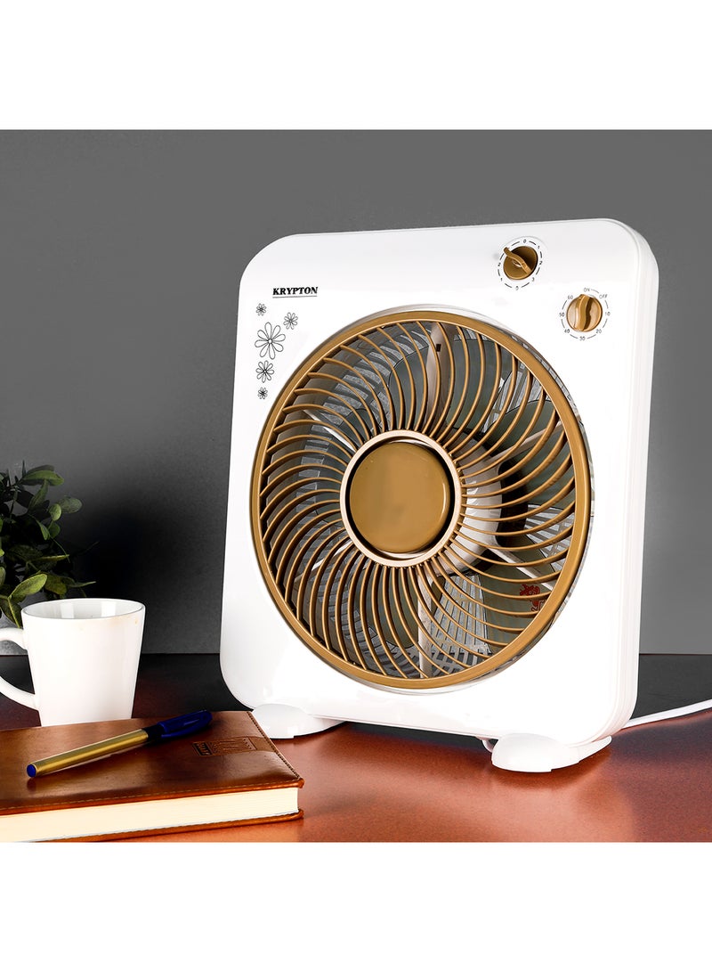 Powerful Personal 10 Inch Desk Box Fan With Copper Motor KNF6025N White/Light Brown - v1681206663/N22638904A_5