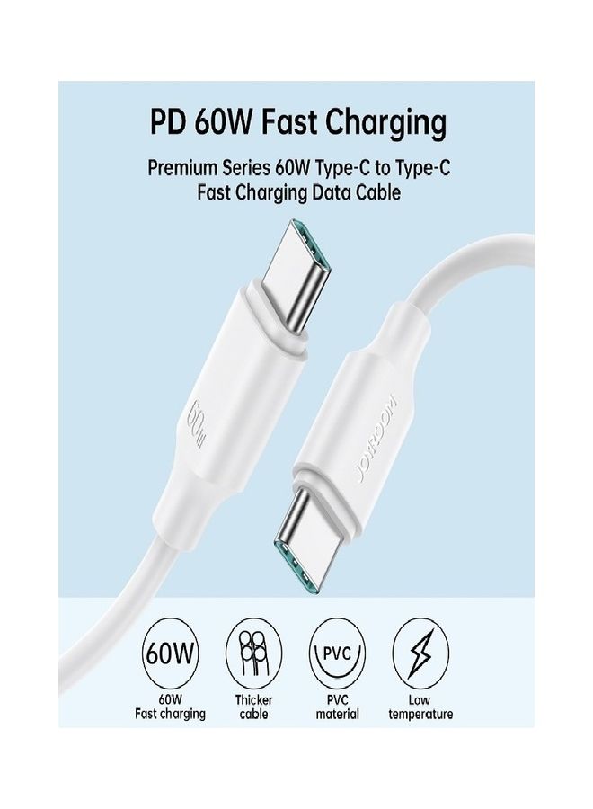 جوي روم كابل شحن سريع 60 وات من USB C إلى USB C بطول 1 متر من مادة البولي يوريثين الحراري من النوع C متوافق مع Samsung Galaxy S23/22/Z Fold/Z Flip وGoogle Pixel 7/6A وPS5 - Image 3