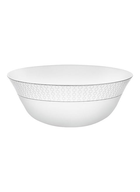 Velvett Collection 8" Stella white Serving Bowl Premium-Quality Opalware Light-Weight and Food-Grade Bowl with Elegant Hexagonal Design White 8inch