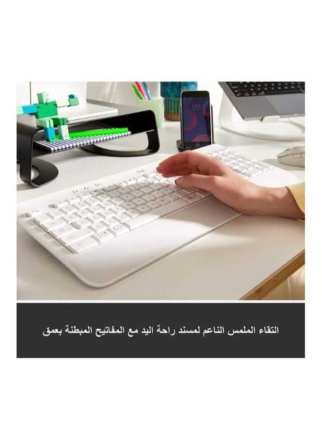 Logitech - Signature K650 Wireless Keyboard Wrist Rest Full Size Ble Bluetooth Or Logi Bolt Usb Receiver Comfort Deep Cushioned Keys Numpad Compatible With Most Os Pc Windows White - Image 1