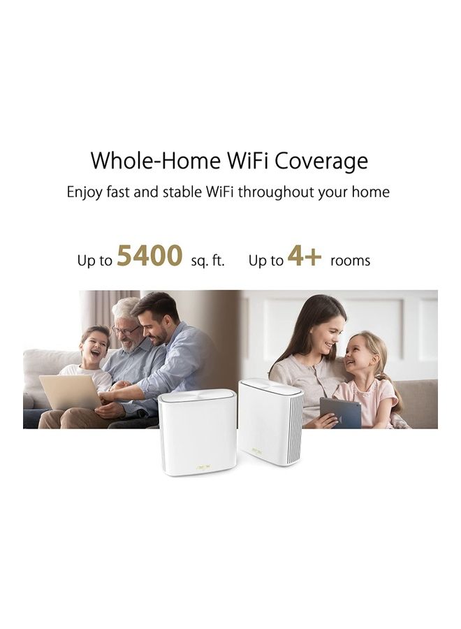ZenWiFi XD6 2 Pack AX5400 Whole Home Triband Mesh Wi-Fi 6 System, Coverage Up To 5400 Sq. Ft. 4 Bedroom, 5400Mbps, AiMesh, Parental Controls, Easy Setup, Pack Of 2 White