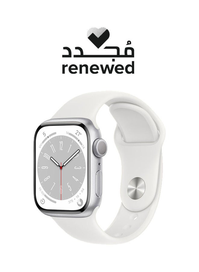 ابل  Renewed - Watch Series 8 GPS 45mm Silver Aluminium Case With Sport Band White - Image 1