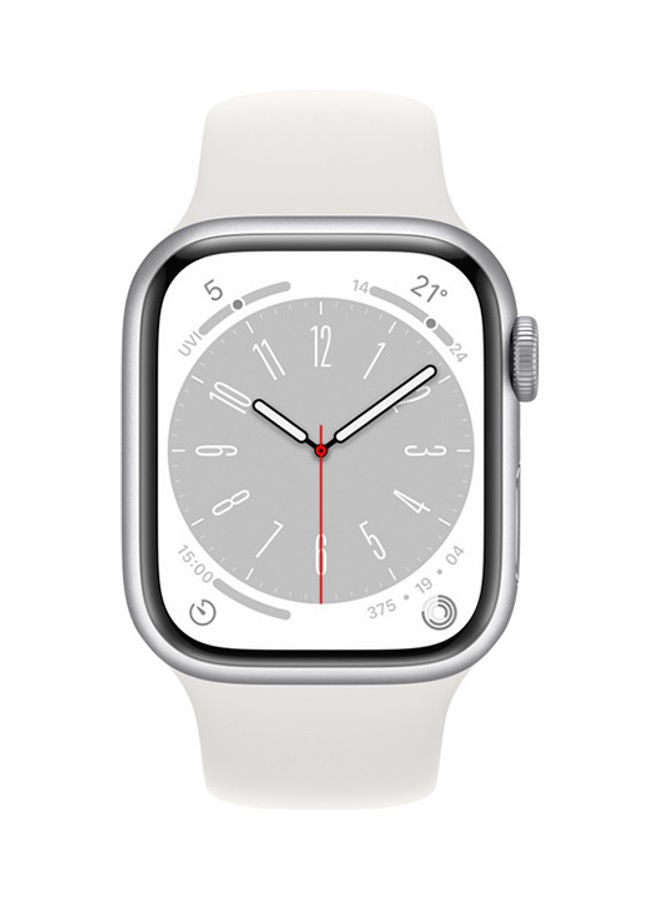 ابل  Renewed - Watch Series 8 GPS 45mm Silver Aluminium Case With Sport Band White - Image 2