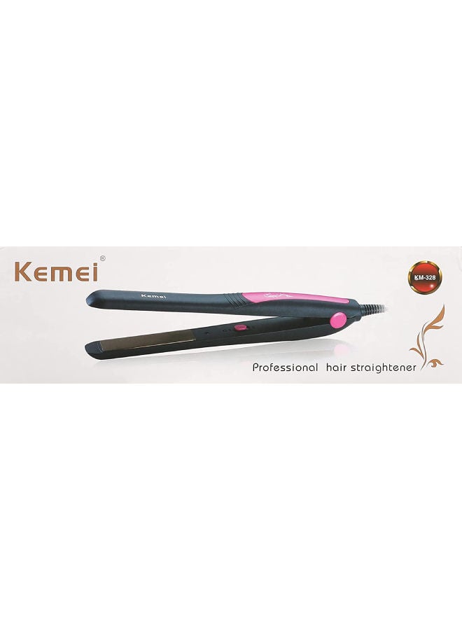 Kemei - Professional Hair Straightener KM-328 Black/Pink - Image 1