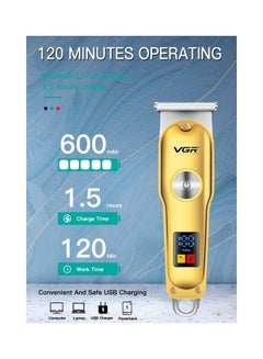 VGR Cordless Professional Hair And Beard Trimmer Gold  - Image 3