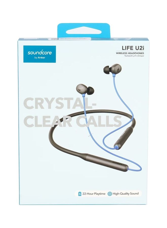 Life U2i Bluetooth Neckband Headphones with 22 H Playtime, 10 mm Drivers, Crystal-Clear Calls with CVC 8.0, USB-C Fast Charging, Foldable & Lightweight Build, IPX7 Waterproof - Black/Blue - v1681286610/N53400525A_2