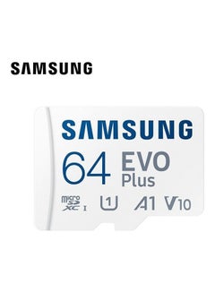 SAMSUNG EVO بلس مع محول SD 64 جيجابايت Micro SDXC بسرعة تصل إلى 100 ميجابايت / ثانية توسيع التخزين لأجهزة الألعاب وأجهزة الكمبيوتر اللوحية والهواتف الذكية التي تعمل بنظام Android بطاقة الذاكرة. 64.0 GB