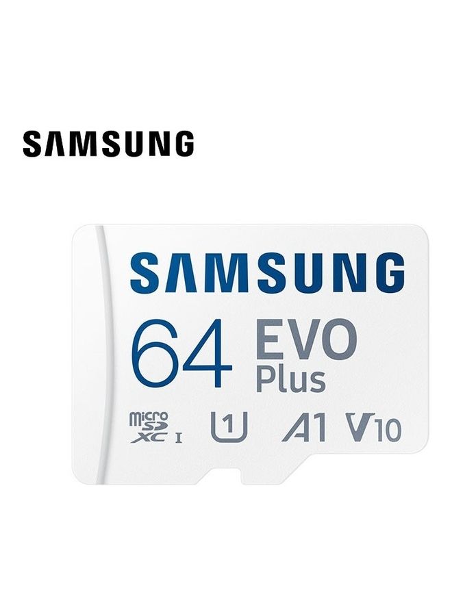 سامسونج - SAMSUNG EVO بلس مع محول SD 64 جيجابايت Micro SDXC بسرعة تصل إلى 100 ميجابايت / ثانية توسيع التخزين لأجهزة الألعاب وأجهزة الكمبيوتر اللوحية والهواتف الذكية التي تعمل بنظام Android بطاقة الذاكرة. 64.0 GB - Image 1