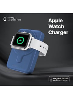 PROMATE 10000 mAh 10000mAh Magnetic Wireless Power Bank, Dual 15W MagSafe Portable Charger with 3W Apple Watch Charging Pad and 20W USB-C Power Delivery, PowerMag-Duo Blue  - Image 4